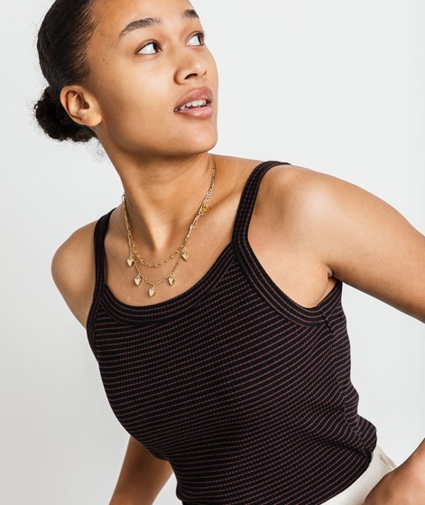 KAUF DICH GLÜCKLICH Top Schwarz Braun gestreift