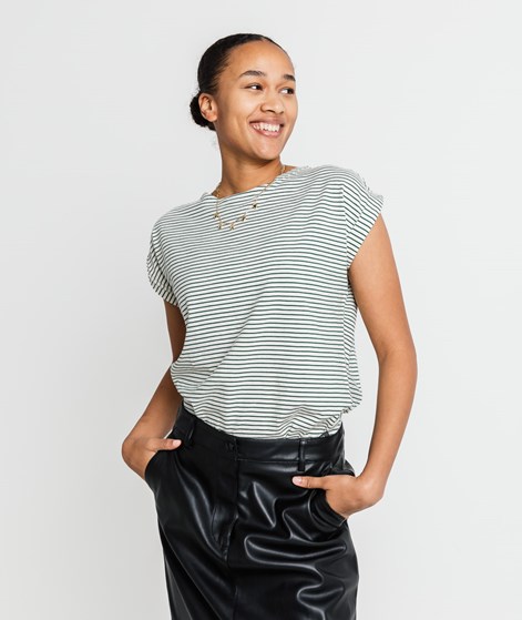 KAUF DICH GLÜCKLICH T-Shirt Creme und Grün gestreift