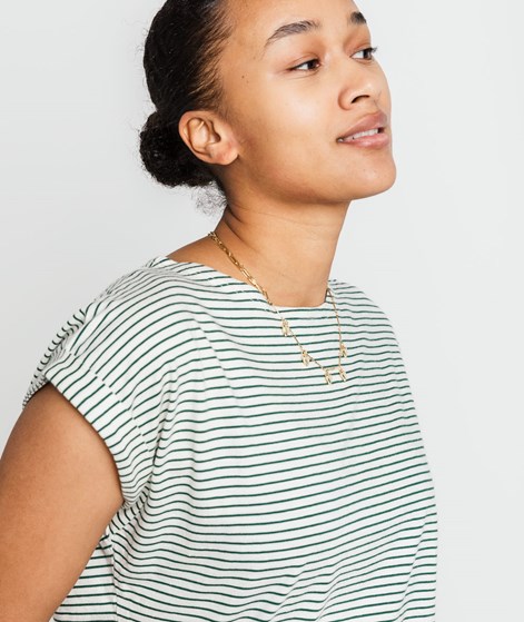 KAUF DICH GLÜCKLICH T-Shirt Creme und Grün gestreift