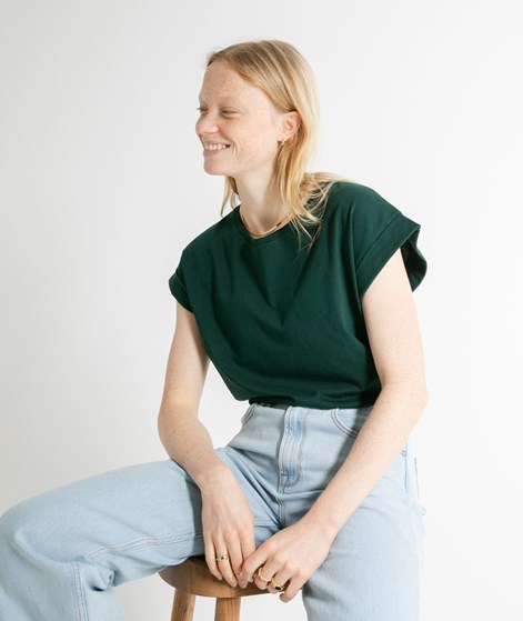 KAUF DICH GLÜCKLICH T-Shirt mit gekrempelten Ärmeln Piniengrün aus Bio-Baumwolle