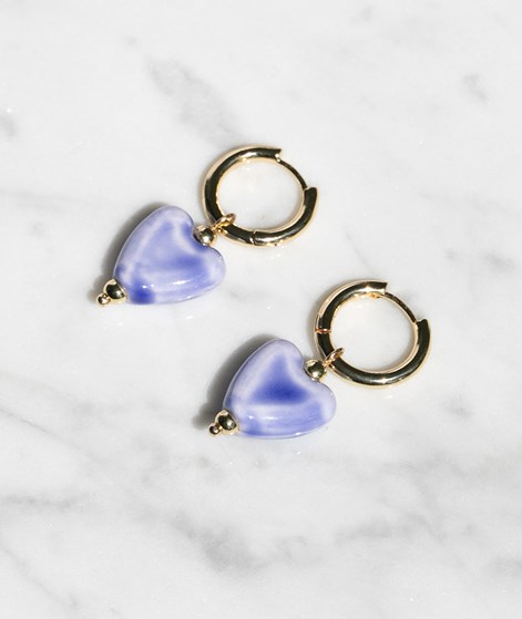 EBBA Blaue Herzanhänger Ohrringe Gold