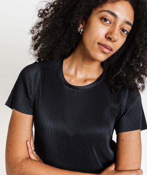 KAUF DICH GLÜCKLICH Plissée-T-Shirt Schwarz