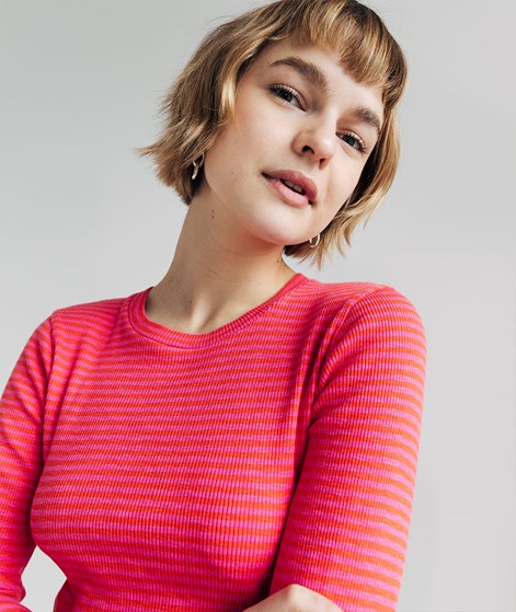 KAUF DICH GLÜCKLICH Longsleeve Pink und Orange gestreift