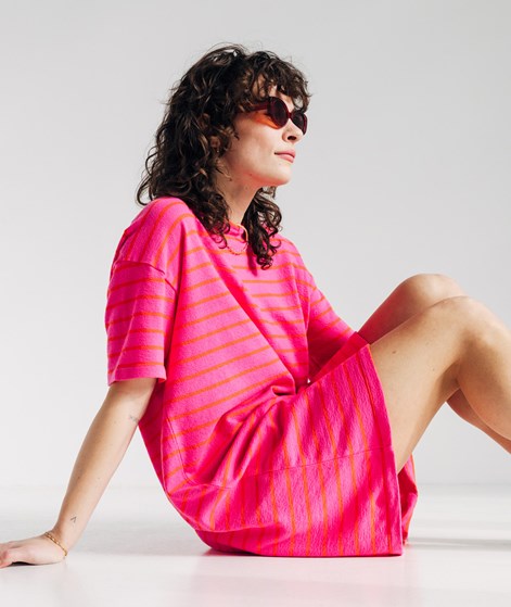 KAUF DICH GLÜCKLICH Kleid Pink und Rot gestreift