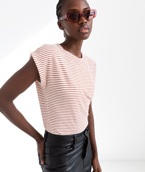 KAUF DICH GLÜCKLICH T-Shirt Creme und Rot gestreift