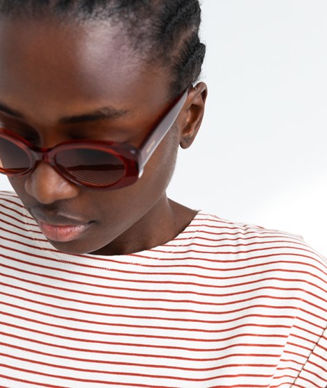 KAUF DICH GLÜCKLICH T-Shirt Creme und Rot gestreift