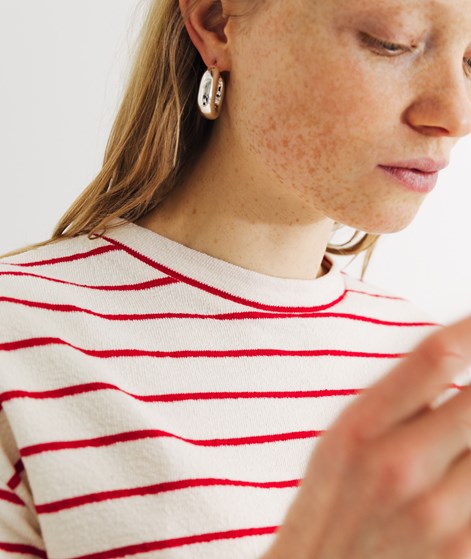 KAUF DICH GLÜCKLICH Frottee-T-Shirt Rot und Weiß gestreift