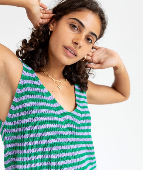 KAUF DICH GLÜCKLICH Stricktop Lila und Grün gestreift