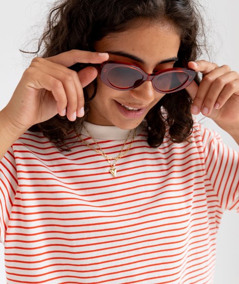 KAUF DICH GLÜCKLICH T-Shirt Weiß und Rot gestreift aus Bio-Baumwolle