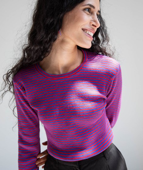 KAUF DICH GLÜCKLICH Longsleeve Rot und Blau gestreift