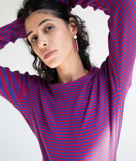 KAUF DICH GLÜCKLICH Longsleeve Rot und Blau gestreift