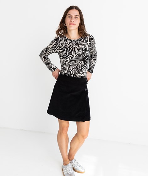 KAUF DICH GLÜCKLICH Wickelrock mit Knopfverschluss Schwarz aus Bio-Baumwolle