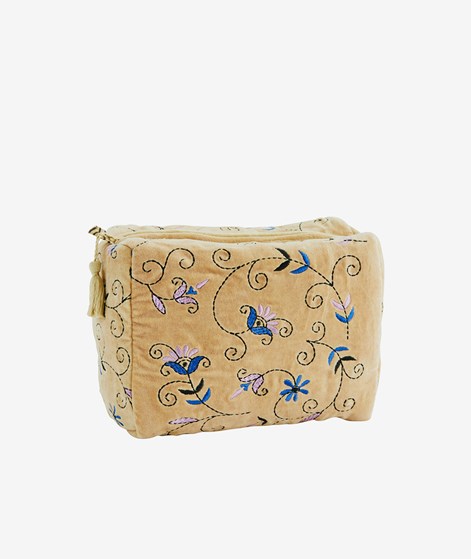 MADAM STOLTZ Embroidered Velvet Kosmetik Beige