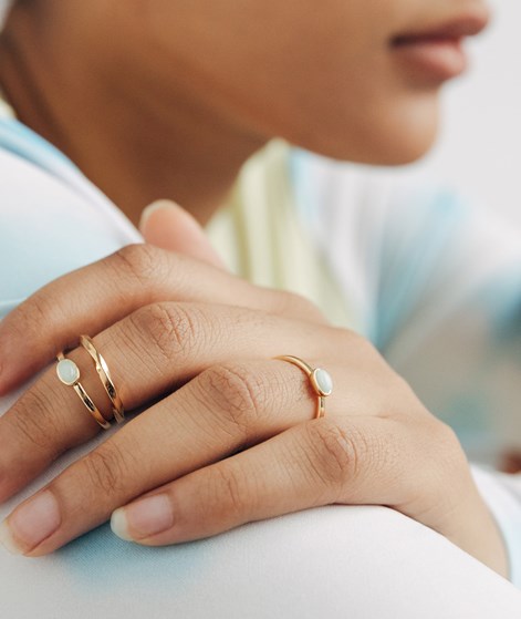 KAUF DICH GLÜCKLICH Ovaler Stein Ring Gold