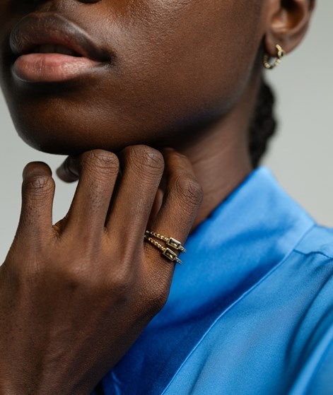 KAUF DICH GLÜCKLICH Quadratischer Stein Ring Gold