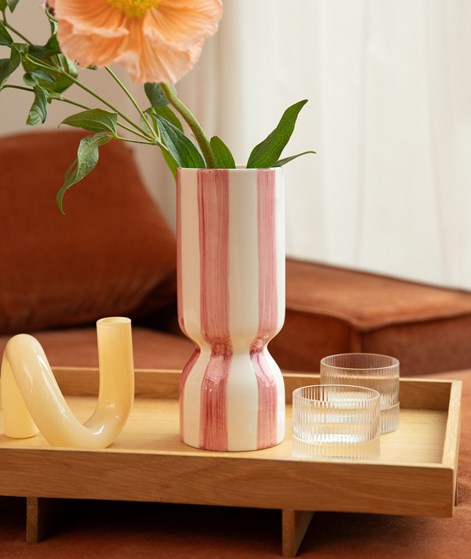 KAUF DICH GLÜCKLICH Vase (10x10x25 cm) gestreift
