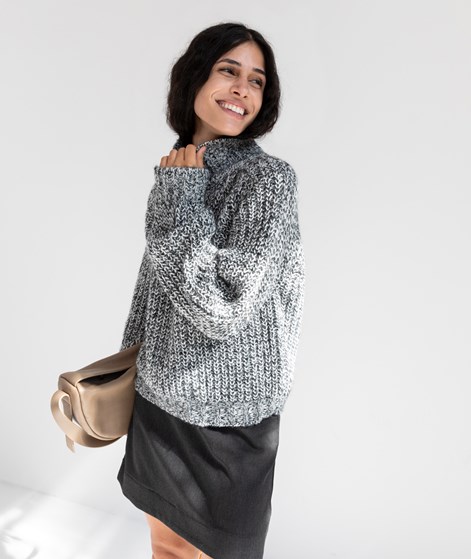 KAUF DICH GLÜCKLICH Pullover Schwarz und Weiß meliert