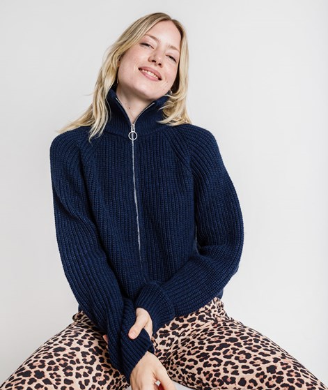 KAUF DICH GLÜCKLICH Strickcardigan Dunkelblau