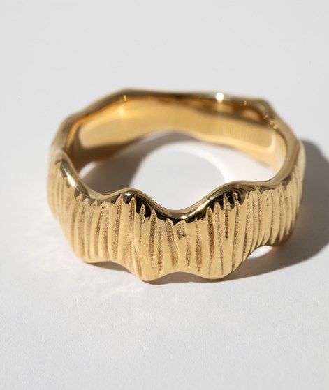 KAUF DICH GLÜCKLICH Breiter Kerben Ring Gold