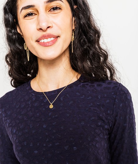 KAUF DICH GLÜCKLICH Longsleeve Dunkelblau gemustert aus Viskose (LENZING&trade; ECOVERO&trade;)