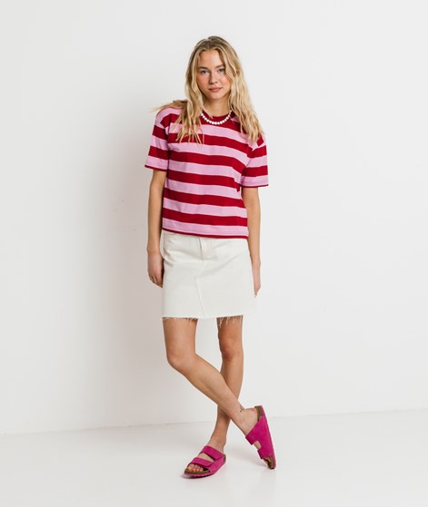 KAUF DICH GLÜCKLICH T-Shirt Rosa und Rot gestreift aus Bio-Baumwolle