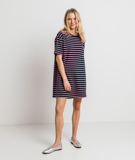 KAUF DICH GLÜCKLICH Kleid Dunkelgrün/Rosa gestreift