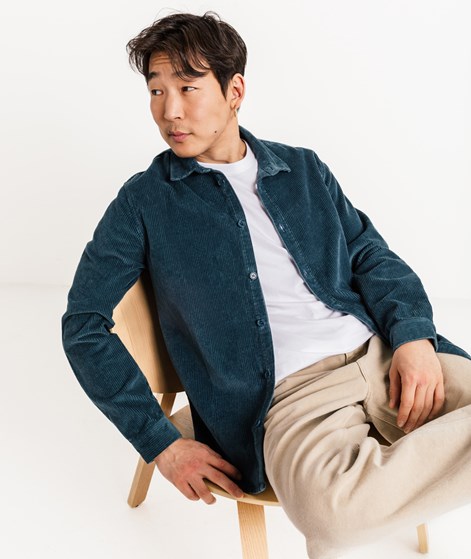 KAUF DICH GLÜCKLICH Cordhemd Taubenblau aus Bio-Baumwolle