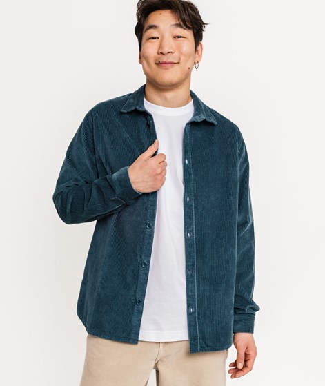 KAUF DICH GLÜCKLICH Cordhemd Taubenblau aus Bio-Baumwolle