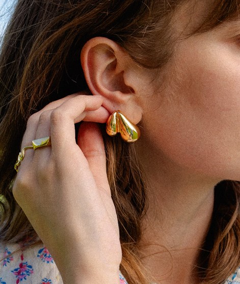 KAUF DICH GLÜCKLICH Doppelte Tropfen Ohrringe Gold