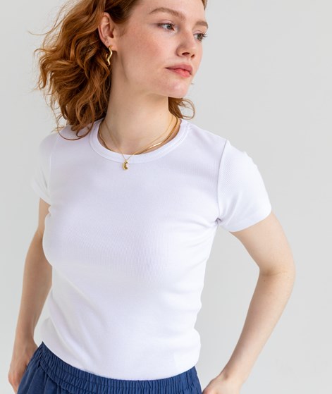 KAUF DICH GLÜCKLICH Geripptes T-Shirt Weiß aus Bio-Baumwolle