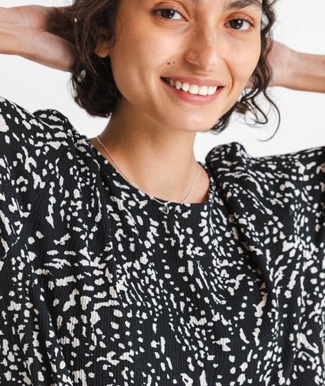 KAUF DICH GLÜCKLICH Bluse Schwarz-Weiß gemustert