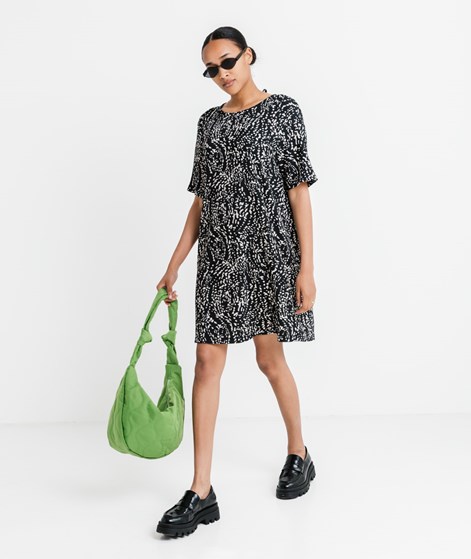 KAUF DICH GLÜCKLICH Kleid Schwarz Weiß aus recyceltem Polyester