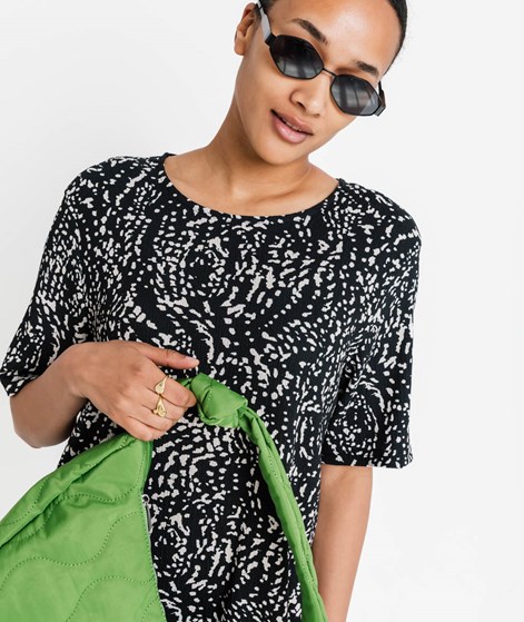 KAUF DICH GLÜCKLICH Kleid Schwarz Weiß aus recyceltem Polyester