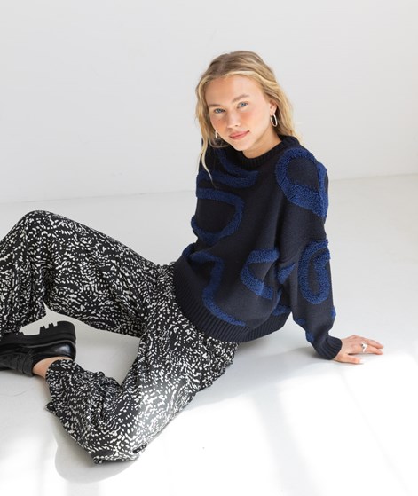 KAUF DICH GLÜCKLICH gemusterte Hose Schwarz aus recyceltem Polyester