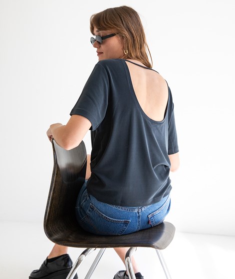 KAUF DICH GLÜCKLICH T-Shirt Rückenausschnitt Schwarz aus Modal (TENCEL&trade;)