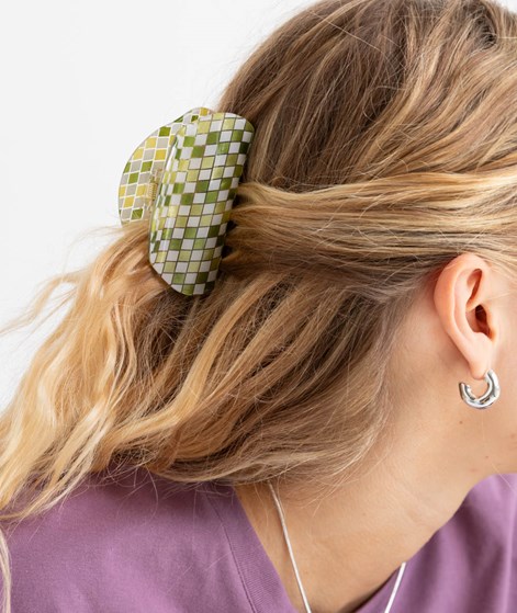 EBBA Haarclip Grün Weiß Kariert