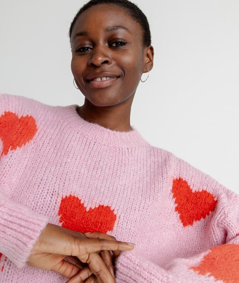 KAUF DICH GLÜCKLICH Pullover Herzchen Rosa Rot