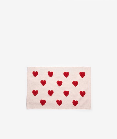 YUKU Badematte Hearts Creme Rot (55x85 cm)