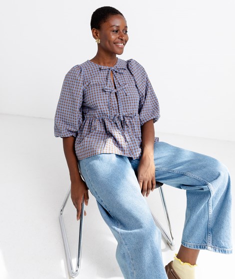 KAUF DICH GLÜCKLICH Blau Braun Bluse kariert