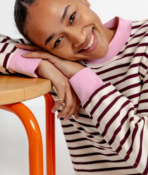 KAUF DICH GLÜCKLICH Streifen Sweater Rosa Akzente