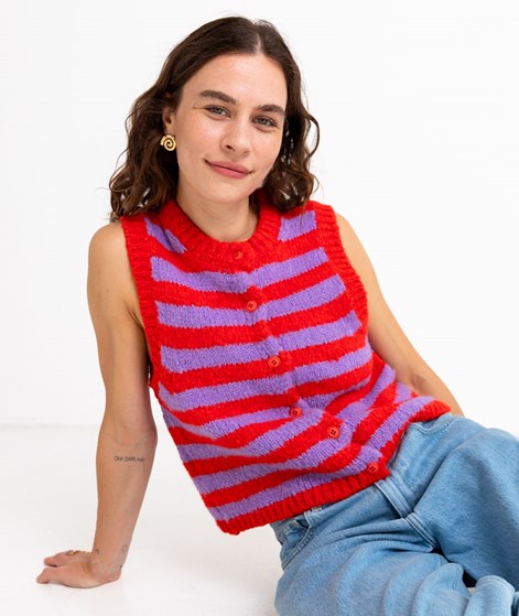 KAUF DICH GLÜCKLICH Weste Rot Lila gestreift