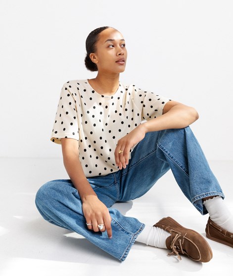 KAUF DICH GLÜCKLICH Bluse gepunktet Creme aus recyceltem Polyester