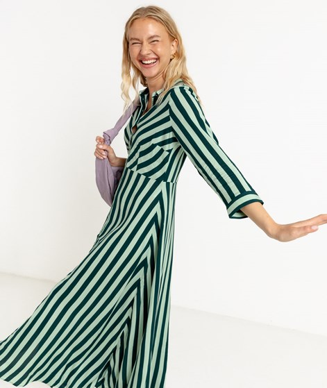 YAS YASSavanna Long Kleid Grün gestreift