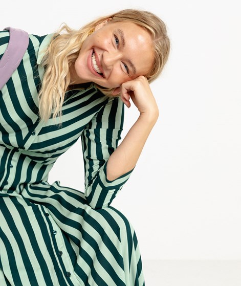 YAS YASSavanna Long Kleid Grün gestreift