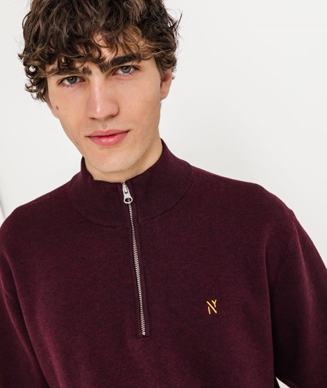 NOWADAYS Quarter Zip Sweater Weinrot