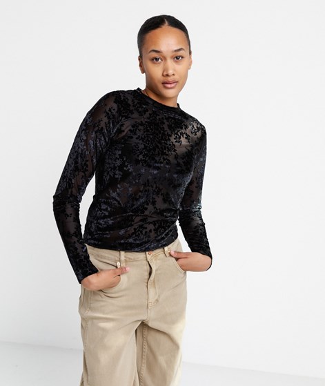 KAUF DICH GLÜCKLICH Longsleeve Blumen Schwarz