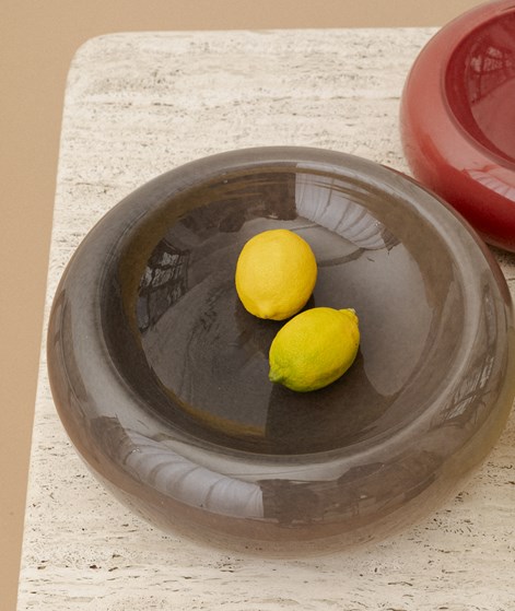 MADAM STOLTZ Glas Schale (33x12,5) Braun