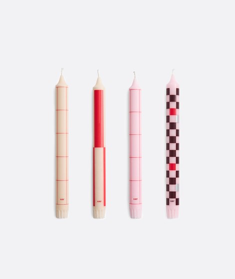 HAY Pattern (4er-Set) Kerze mehrfarbig gemustert