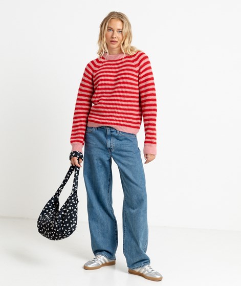 KAUF DICH GLÜCKLICH Pullover gestreift Rosa Rot