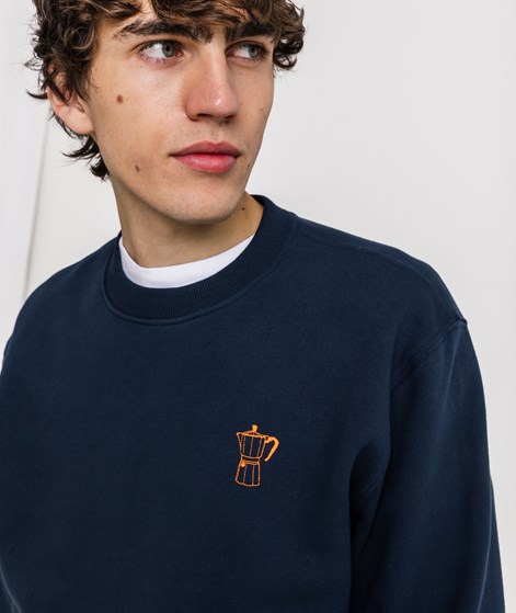 KAUF DICH GLÜCKLICH Sweater Caffettiera Dunkelblau aus Bio-Baumwolle